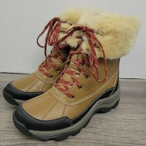 Clarks Mazlyn Arctic Duck Boots US Womens Size 6.5 M Brown Leather Faux‎ Fur